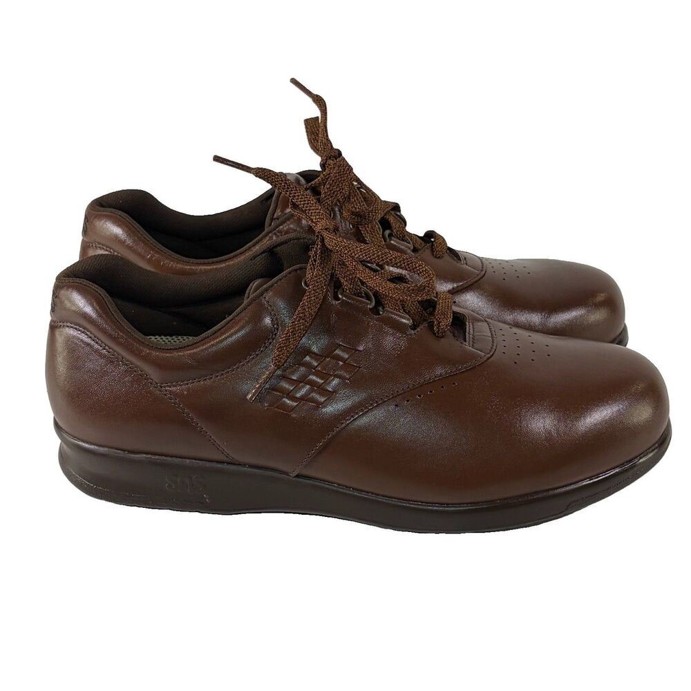 SAS Free Time Teak Brown Leather Walking Shoes Size 12W Women Oxford Lace Up